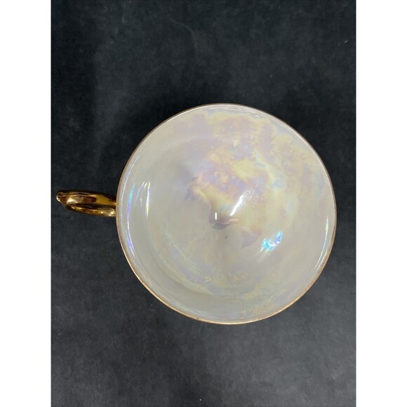 VTG‎ Royal Halsey Very Fine Cup and Saucer Yellow Gold Iridescent Rare - Picture 5 of 12